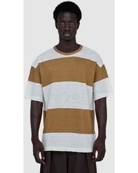 YMC - Triple Wide Stripe T-Shirt (Taupe/Off - Lyst