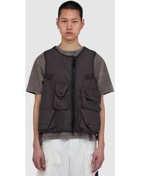 Stone Island - Cotton Nylon Micro Ripstop Utility Vest (Charcoal - Lyst