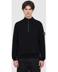 Stone Island - Ribbed Cotton Long Sleeve Polo Sweatshirt - Lyst