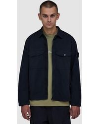 Stone Island - Stretch Organic Cotton Twill Hooded Overshirt - Lyst