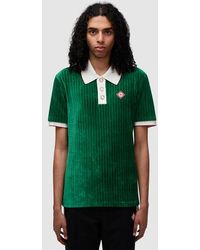 Casablancabrand - Logo-embroidered Stretch-velour Polo Shirt - Lyst