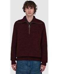 Barbour - Riggbay Knitted Half Zip Sweater (Chestnut - Lyst