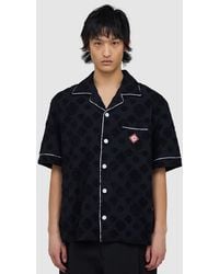 CASABLANCA - Monogram Jacquard Short-Sleeved Shirt With Camp Collar - Lyst