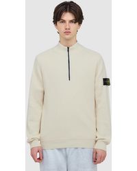 Stone Island - Ribbed Cotton Long Sleeve Polo Sweatshirt (Ivory - Lyst