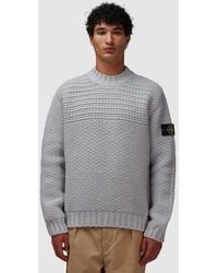 Stone Island - Pure Wool Stitch Knit Sweater (Pearl - Lyst