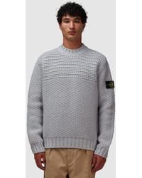 Stone Island - Pure Wool Stitch Knit Sweater (Pearl - Lyst