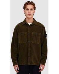 Stone Island - 800 Corduroy Button Overshirt (Military - Lyst