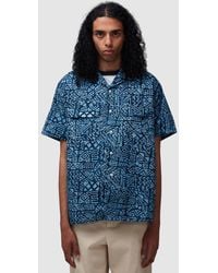 Beams Plus - Open Collar Block Print Shirt - Lyst