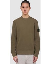 Stone Island - Organic Cotton Waffle Fleece Sweatshirt (Military - Lyst