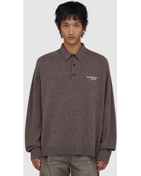 Acne Studios - Wool Knit Polo Shirt Melange - Lyst