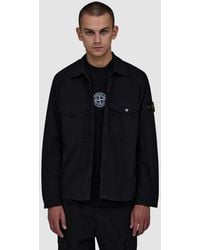Stone Island - Stretch Organic Cotton Twill Hooded Overshirt - Lyst