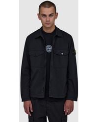 Stone Island - Stretch Organic Cotton Twill Hooded Overshirt - Lyst