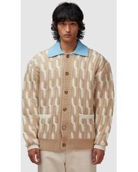 Drole de Monsieur - Two-Tone Cable Knit Cardigan (Off - Lyst