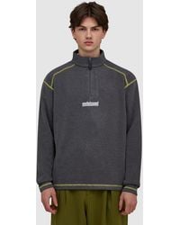 Metalwood - Contrast Stitch Quarter Zip Sweater (Charcoal - Lyst