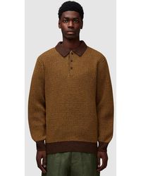Beams Plus - Crochet Knit Long Sleeve Polo Shirt - Lyst