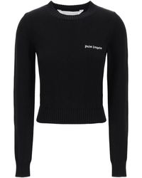 Palm Angels - Cropped Pullover With Embroidered Logo - Lyst