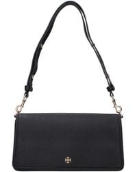 Tory Burch - Logo-Plaque Leather Shoulder Bag - Lyst