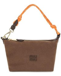 Miu Miu - Brown Cotton Shoulder Bag - Lyst