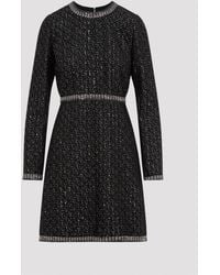 Giambattista Valli - Black Bouclé Micro Sequins Cotton Mini Dress - Lyst