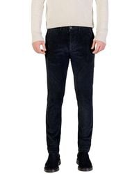 Borghese - Blue Cotton Casual Pants - Lyst