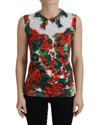 Dolce & Gabbana - White Floral Wool Lace Vest Tank Top - Lyst