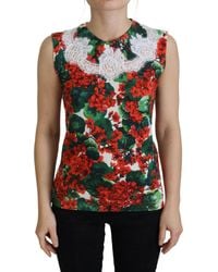 Dolce & Gabbana - Floral Wool Lace Vest Tank Top - Lyst