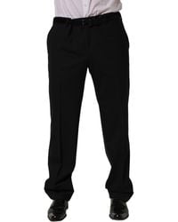 Dolce & Gabbana - Black Wool Tapered Leg Dress Trouser Pants - Lyst