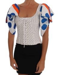 Dolce & Gabbana - Polka Silk Corset Bustier Top - Lyst