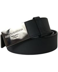 Dolce & Gabbana - Leather Logo Metal Buckle Belt - Lyst