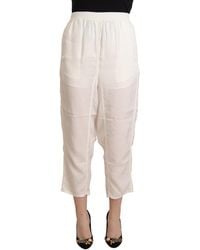Maison Margiela - White High Waist Cropped Trouser Pants - Lyst