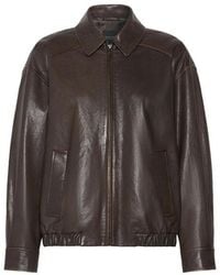 Max Mara - Brown Lamb Leather Leather Jacket - Lyst