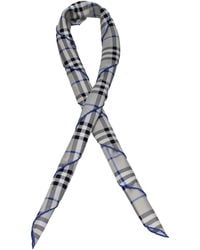 Burberry - Foulard Donna Seta Grigio/Blu - Lyst