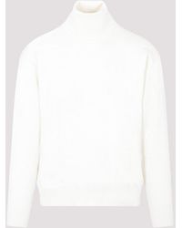 Bally - Bone White Wool Turtleneck Sweater - Lyst