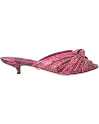 Dolce & Gabbana - Exotic Leather Kitten Heels Slides Shoes - Lyst