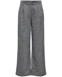 ONLY - Gray Recycled Polyester Casual Pants - Lyst