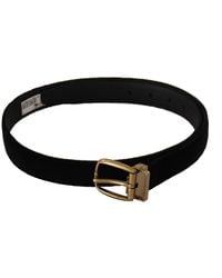 Dolce & Gabbana - Velvet Leather Gold Tone Metal Buckle Belt - Lyst