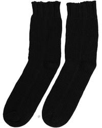 Dolce & Gabbana - Men Dark Blue Cotton Ribbed Mid Calf Accessory Socks - Lyst