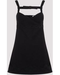 Patou - Black Contrasted Braid Bow Cotton Mini Dress - Lyst