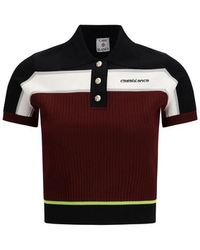 CASABLANCA - Striped Short-Sleeve Polo Shirt - Lyst