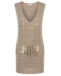 Malo - Beige Cotton Dress - Lyst