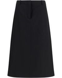 Fendi - Black Wool Oves Aries Midi Skirt - Lyst