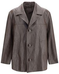 Saint Laurent - Black Wool Oves Aries Leather Jacket - Lyst
