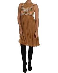 Dolce & Gabbana - Crystal Silk A-Line Gown Dress - Lyst