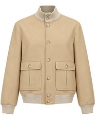 AUTORE - Beige Virgin Wool Bomber - Lyst