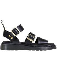 Dr. Martens - Black Leather Flat Sandals - Lyst