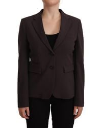 F.it - Brown Long Sleeve Single Breasted Jacket Blazer - Lyst
