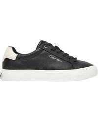 Calvin Klein - Black Leather Low Top Sneakers - Lyst