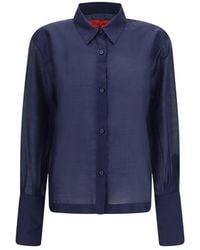 THE LATEST - Blue Wool Oves Aries Dress Shirt - Lyst
