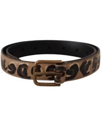 Dolce & Gabbana - Elegant Leather Engraved Buckle Belt - Lyst