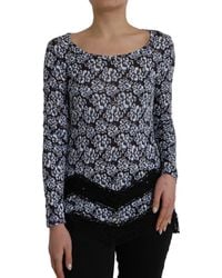 Just Cavalli - Floral And Lace Long Sleeved Top - Lyst